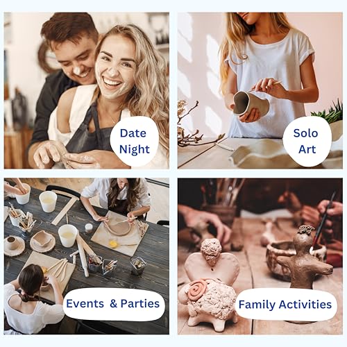 Atrixart All in One Pottery Kit for Beginners. The Craft Kit has 2kg Air Dry Clay for Adults, How to Guides & Templates, Paints and Modelling Clay Sculpting Tools (Pastel Colours) - Image 6