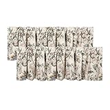 Athootita 2 Panels Curtain Valances for Windows,52in x18in Blackout Window Treatment Valances,Decorative Valances with 1.9in Rod Pockets,Brown Flower