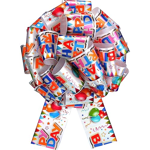 Retrowavy 2 Pcs 16 Inch Large Birthday Pull Bow for Present Gift Wrapping Giant Gift Bow for Car Colorful Car Ribbon for Birthday Party Holiday Presents
