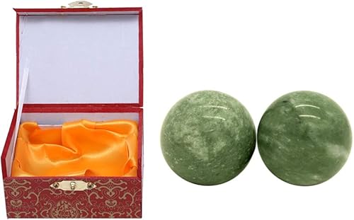 Miniatura 4 de Bolas de ejercicio de estrés chino Baoding de mármol de 1.4 pulgadas en piedra natural color verde negruzco colección artesanal