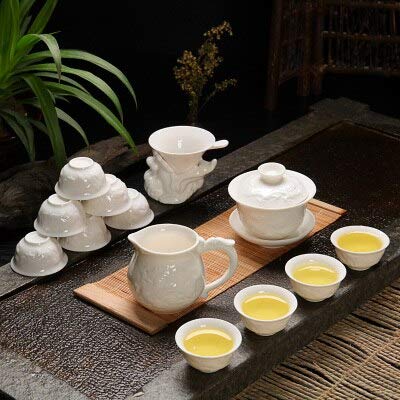 Biały serwis do herbaty, Bone China serwis do herbaty Kung Fu prezent porcelana smoka, 14-częściowy serwis do herbaty Miska serwis do herbaty Bone China serwis do herbaty White Series (różne modele)