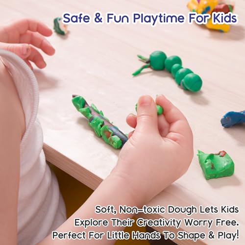 Image of Chanak Creative Dough Bucket Pack of 2, Clay Dough with 20 Colorful Clay & Sculpting Figures, Non-Toxic Clay Dough, Inventive Clay Kit for Kids Above 3 Years