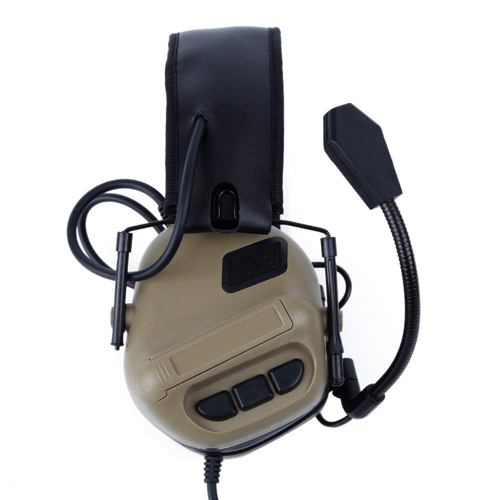 Auriculares tácticos Disparo electrónico Protección auditiva NRR 21 dB Amplificación de Sonido Reducción de Ruido Orejeras Caza Caza Defensor de Orejas con micrófono Desmontable