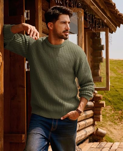 PJ PAUL JONES Men‘s Crewneck Sweater Knitted Textured Casual Pullover for Winter4