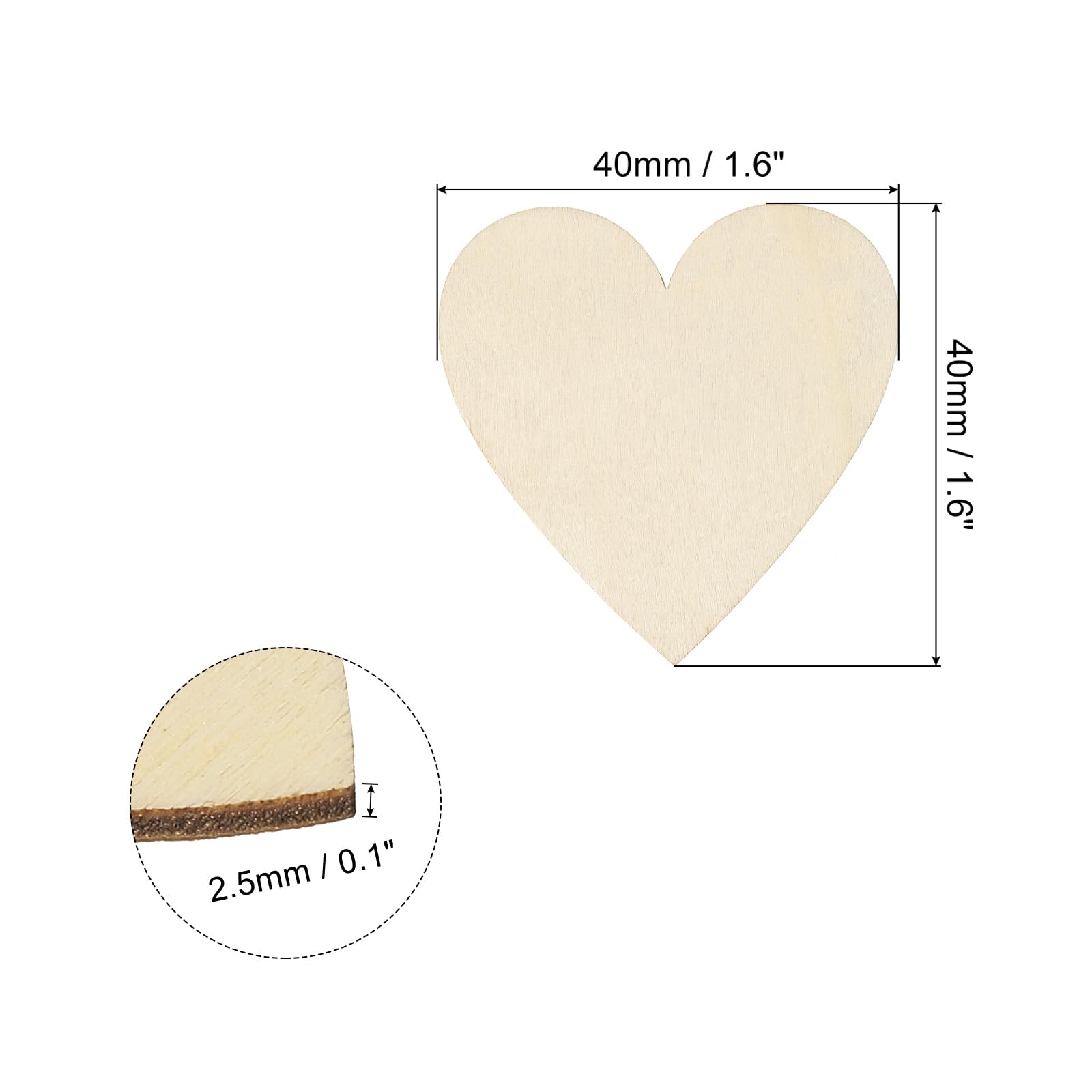 PATIKIL 40mm Wooden Hearts - Image 2