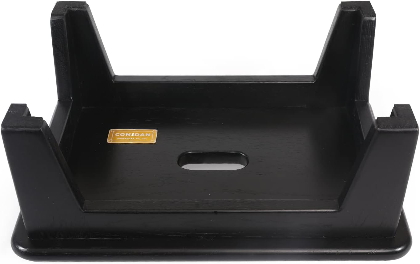 CONSDAN Step Stool for Bed - USA Grown Oak, Wooden Stool for Adults and Seniors, 6.5" High, Non-Slip Mat, No Assembly Needed, Solid Wood, Black Color