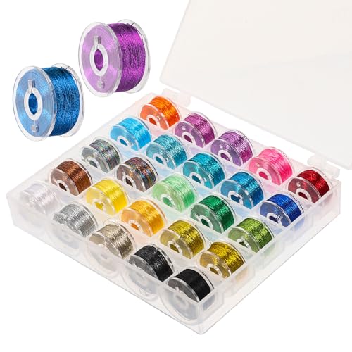 LALAFINA 25 Rollen Selbstgemacht Stickgarn aus Polyester in Verschiedenen Farben Robust und Reißfest für Kreuzstich und Stickmaschine Geeignet