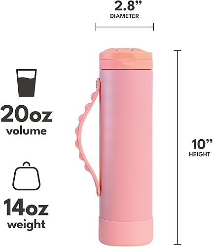 Miniatura 8 de Elemental Botella de Agua Icónica para Niños para la Escuela - Botellas de Agua Aisladas 100% a Prueba de Fugas con Tapa de Pajita y Asa Pop-It para