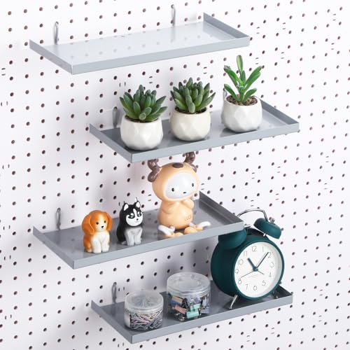 Lineshading 4 Pcs Pegboard Shelves, Gray, 12 x 5 Inch by Lineshading - Used condition - US$26.59