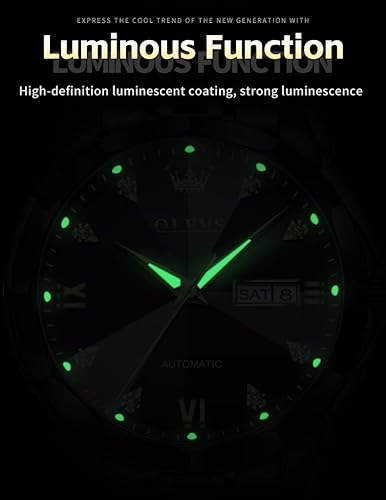 Miniatura 5 de OLEVS Relojes para hombre, cronógrafo, vestido de negocios, cuarzo de acero inoxidable, impermeable, luminoso, fecha, reloj de pulsera