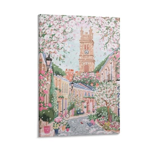 Poster Circus Lane Édimbourg souvenir d'Écosse rose toile romantique pour salon