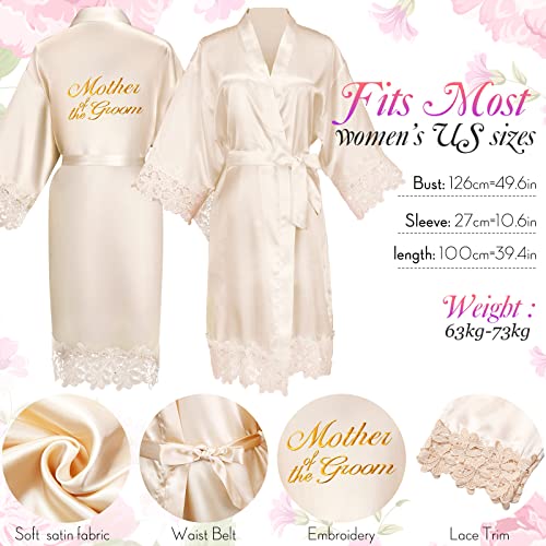 Coume 2 Pcs Women Bridal Robe for Mother of the Bride Groom Satin Robes for Wedding Party Getting Ready Sleepwear Kimono2
