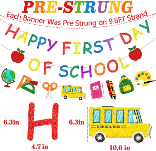 Image of Back to School Decorations, Happy First Day Of School Banner for Classroom