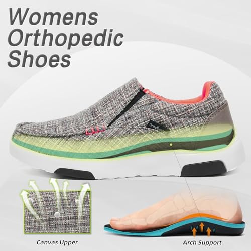 Image of OrthoComfoot Women's Orthopedic Slip-On Loafers Walking Shoes: Comfortable Plantar Fasciitis Loafers with Arch Support for Flat Feet, Casual Orthotic Shoes for Foot and Heel Pain Relief