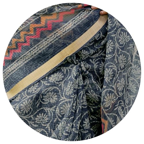 Image of MIRCHI FASHION Kota Doria Cotton Saree with Blouse Piece | Leaf Floral Printed Saree for Women | Traditional Ethnic Daily Wear Summer Saree