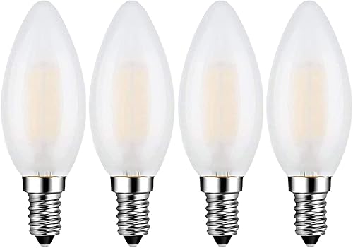 Bombilla LED E14 para candelabro, equivalente a 40 W, 4 W, regulable, bombillas LED para velas, 3000 K, blanco suave, 400 lúmenes, bombilla