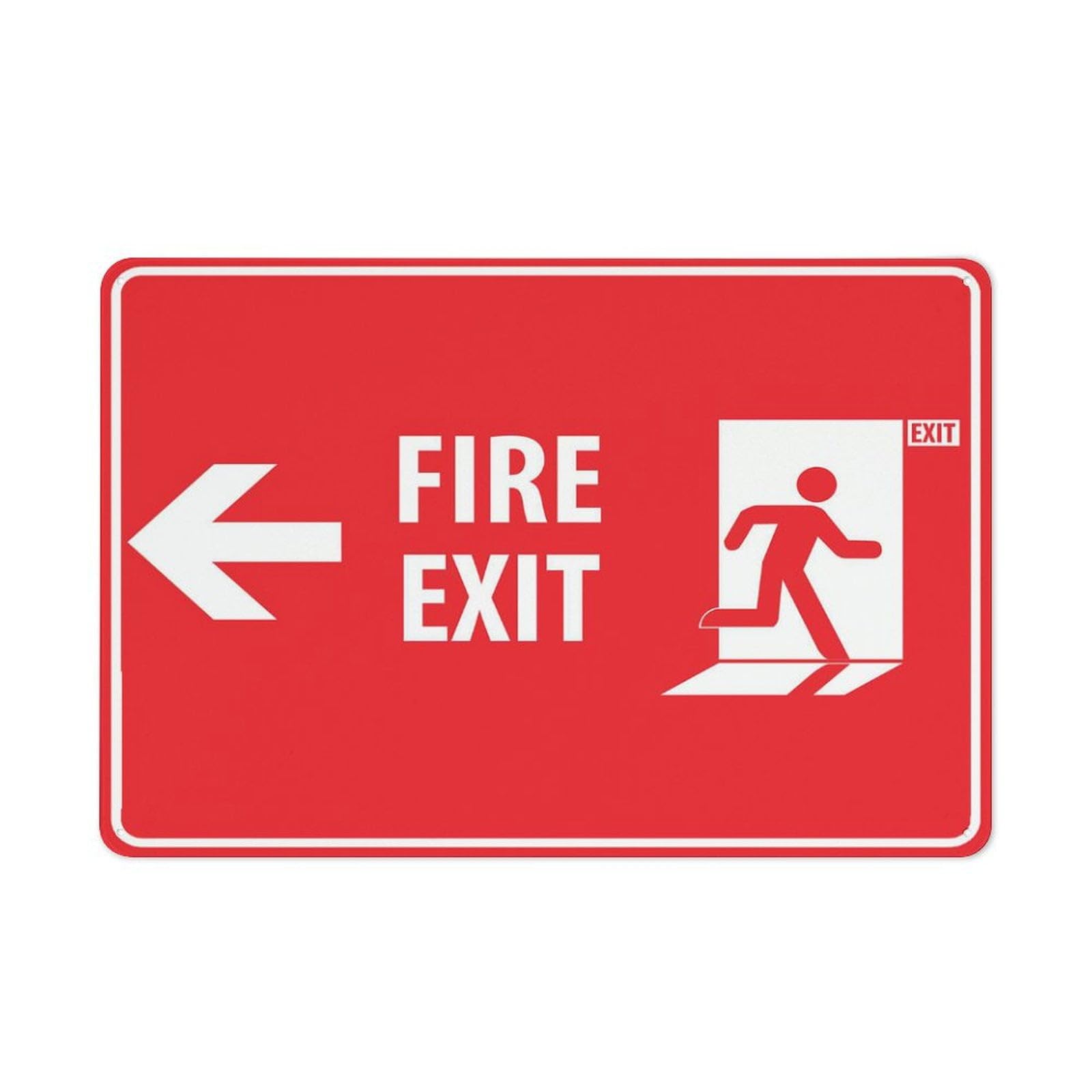 peiyeety Fire Exit with Icon (Left Arrow) Sign 8"X12" Rust Free Aluminum Signs Outdoor, Metal Tin Sign for Home, Business, Yard
