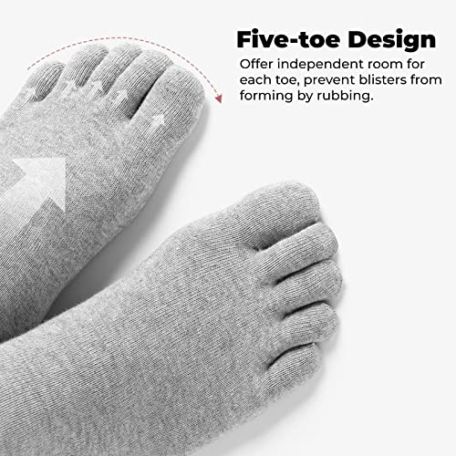CaiDieNu Mens Toe Socks Cotton Athletic Running Five Finger Crew Socks, 5 Pairs3