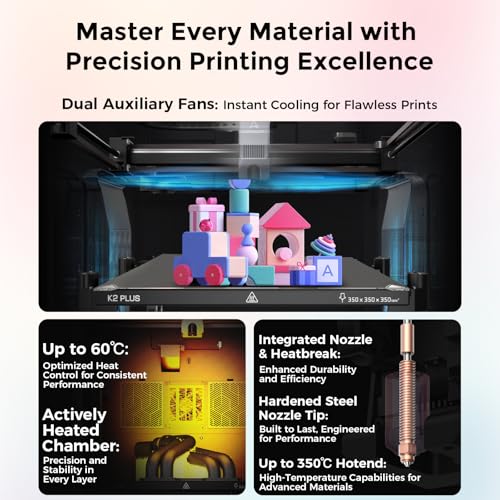 Creality K2 Plus Combo 3D Printer, Multicolor Printing with 16 Colors, 600mm/s High-Speed Printing, Dual AI Cameras for Monitoring, Full-Auto Leveling, Large Build Volume 350×350×350mm - Image 4