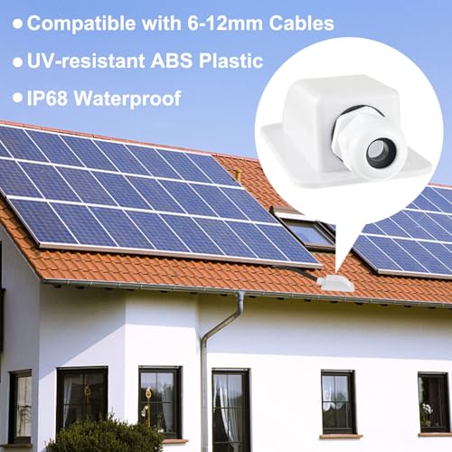 EPLZON Wetterfestes Einzel-Kabeleinführungsverschraubung ABS Anschlussdose, IP68 Solarkabel Eingangsbuchse für Kabel 6-12 mm, für Solarmodule auf Wohnmobil, Boot, Kabine(2 Stück)