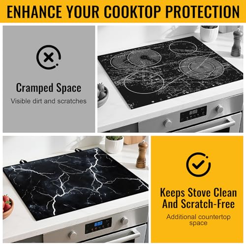 Image of Stove Top Cover for Electric Stove,Glass Stove Top Cover, Heat Resistant Glass Cooktop Cover, Stovetop Protector, Kitchen Decor, Dish Drying Mats Cover for Ceramic Washer Top 28.5x20.5 inch
