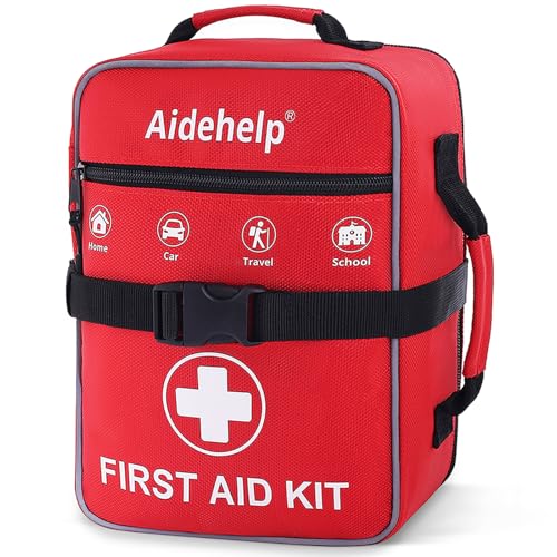 520 Pieces Premium First Aid Kit - Large Emergency Medical Kit for Survival, Car, Home, Travel, Camping, Backpack, Hiking, School (Red)