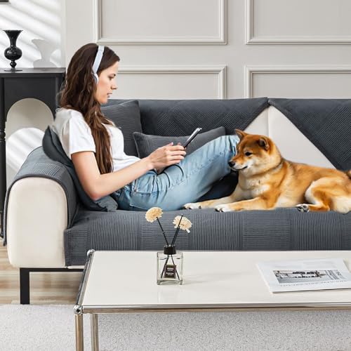 BXAEYIPOR Couch Überzug,Sofa Überzug,Sofa-Schutzhülle mit Rutschfester Unterlage,Neue Universelle rutschfeste Solide Strukturierte Sofa Überzug für Wohnzimmer,Multi-Size Sofa Sitzkissenbezug.