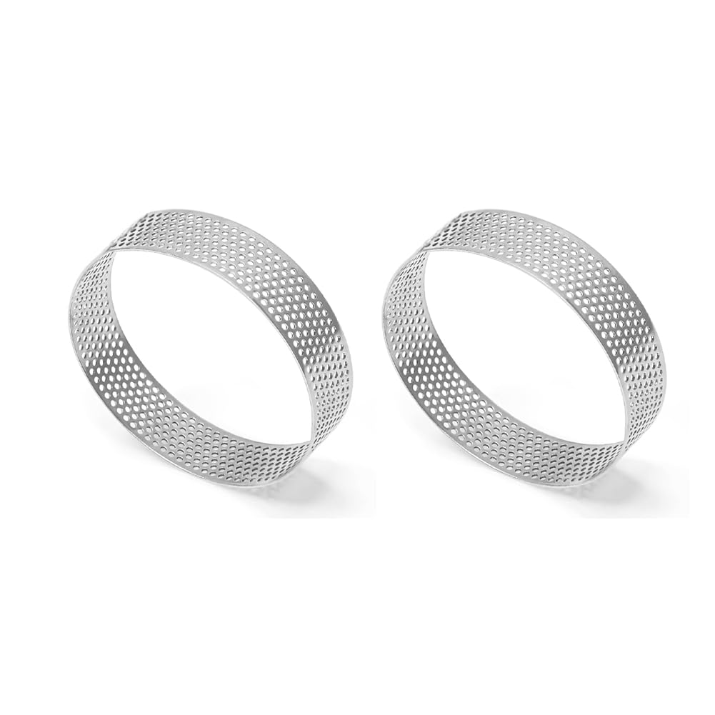 CTRLZS Stainless Steel Tart Mold Ring Tartlet Cake Mousse Molds Cookies Pastry Circle Cutter Pie Perforated Baking Tool 7cm