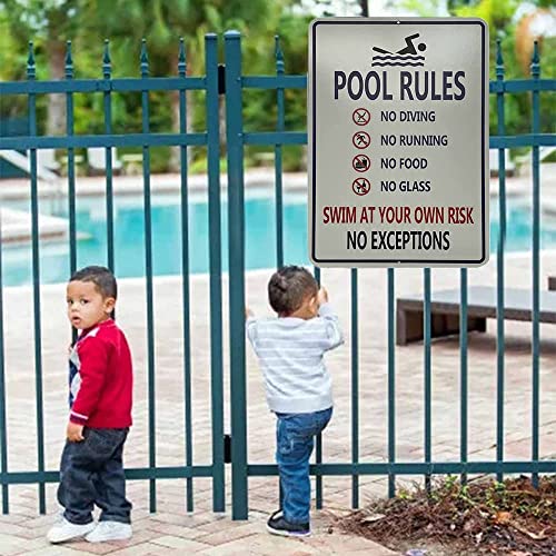 SagaSave 20 x 30 cm Schwimmbadregeln Schilder, Outdoor-Dekoration, Pool-Schild, vorgebohrt, einfach zu montieren