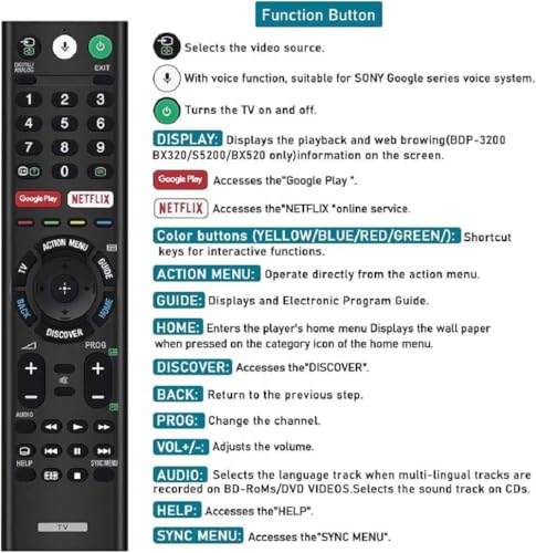 Image of NEWZON 1 Years Warranty RMF-TX310P Voice Remote Compatible for Sony TV KD-43X7500F KDL-43W800G KDL-49W800G KDL-43W800F KD-65X9000F KD-55X8500F KD-55X9000F KD-75X8500F KD-49X8500G