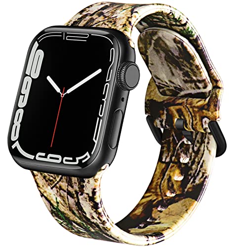 Image of ACESTAR Double Sided Band Compatible with Apple Watch Band 49mm 46mm 45mm 44mm 42mm(Series 3), Silicone Strap for iWatch Ultra 3 /Ultra 2 /Ultra /SE 2 /SE /Series 11 10 9 8 7 6 5 4 3 2 1, Real Tree Camo
