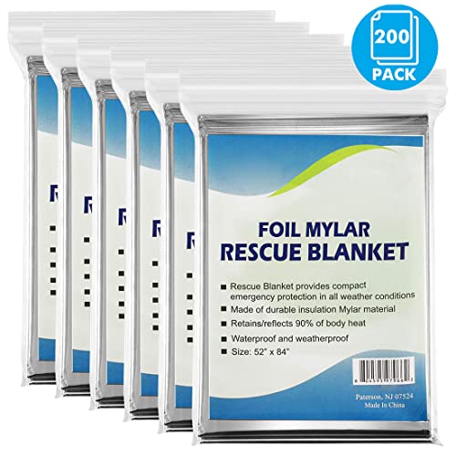 NOVAMEDIC Emergency Foil Mylar Thermal Blankets - Pack of 200, 84"x52", Individually Wrapped, Waterproof Survival Blanket for Camping, Outdoors, First Aid Kit & Travel, Lightweight & Compact, Silver - Image 3