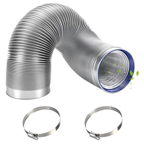Bosmsaslad Abluftschlauch 150 mm, Abluftrohr, 3 m PVC Alurohr Flex-Schlauch mit 2 Schlauchschelle Edelstahl, klimaanlage schlauch für Trockner,...