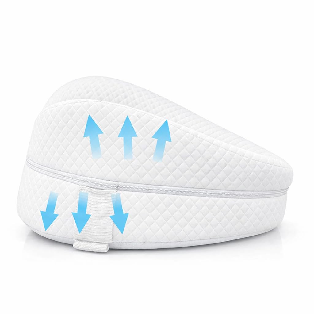 HYDROGELIX Cojín para Dormir Entre Las Piernas Viscoelástico – Almohada Ortopédica para Rodillas y Cadera, Alivio Dolor Espalda y Ciática, Ideal para Dormir de Lado y Embarazo - 4