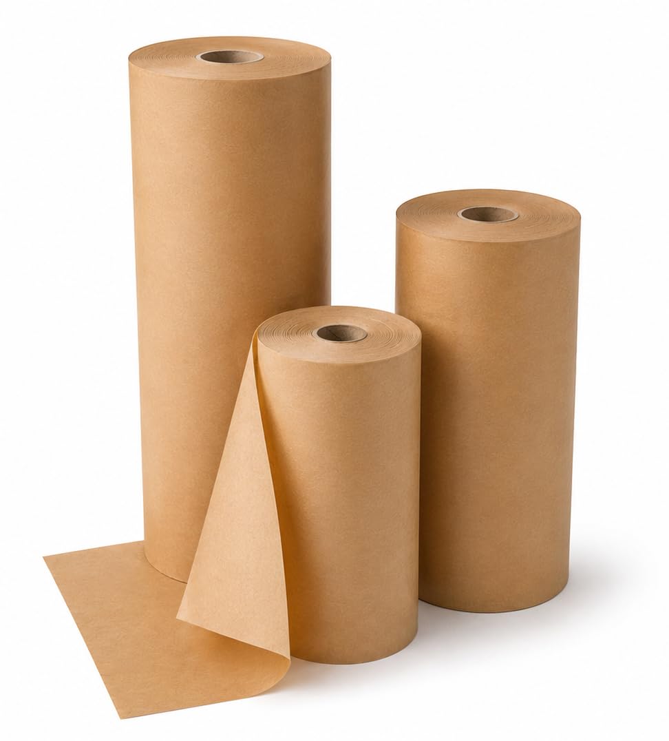 Bobina de Papel Kraft Marrón | Rollo de 110 cm de Ancho x 350 M.L. de Longitud | Gramaje de 80g/m² | Material Reciclable y Biodegradable | Ideal para Embalar, Empaquetar y Manualidades