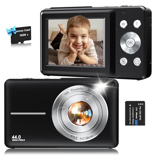 Digital Camera,FHD 1080P Kids Camera 44MP Point and Shoot...