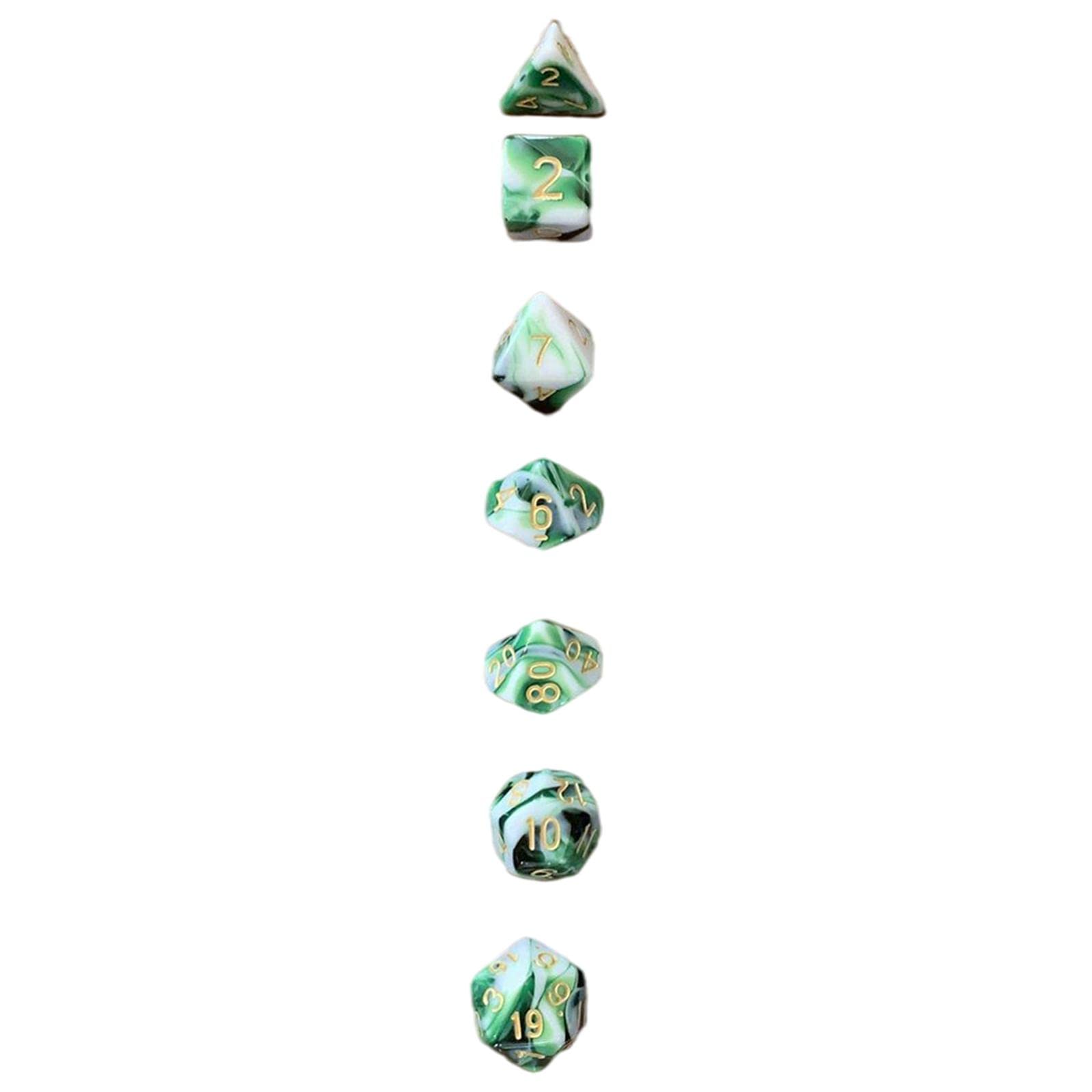 ATORSE Toy 7Pcs Acrylic Polyhedral Dice Party Favors Props Table Games for DND RPG Dark Green White-Toys & Hobbies-Games-Role Playing Games-Dungeons & Dragons-Accessories & Dice-image-43