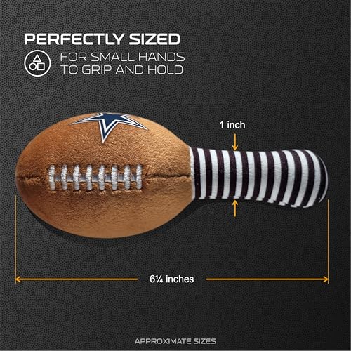 Image of Dallas Cowboys Plush Football Rattle by Smilo - Officially Licensed NFL Baby Rattle Toy - Soft Baby Rattle with Bell - for Babies and Toddlers from 3 Months