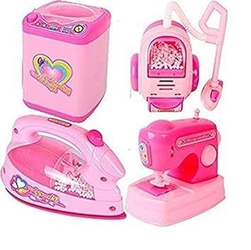 Soflita Plastic New Game Toy Battery Operated Household Home Appliances Household Set for Kids Kitchen Set for Girls (Set of 4 Pcs_Pink)