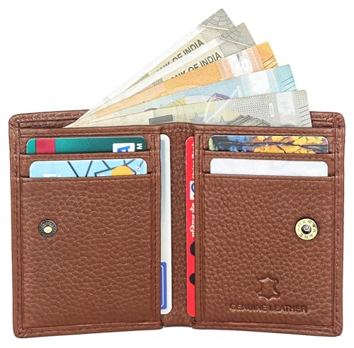 Image of WildHorn RFID Protected Genuine Leather Wallet for Men I 4 Card Slots I 2 Slip Pockets I 1 Currency Compartment (Walnut)