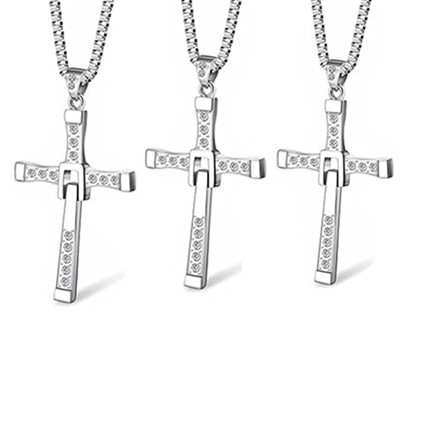 10 autocollants et 3 pièces remplacent le collier croix de Dominic Toretto rapide et furieux avec pendentif en titane Vin Diesel pour homme