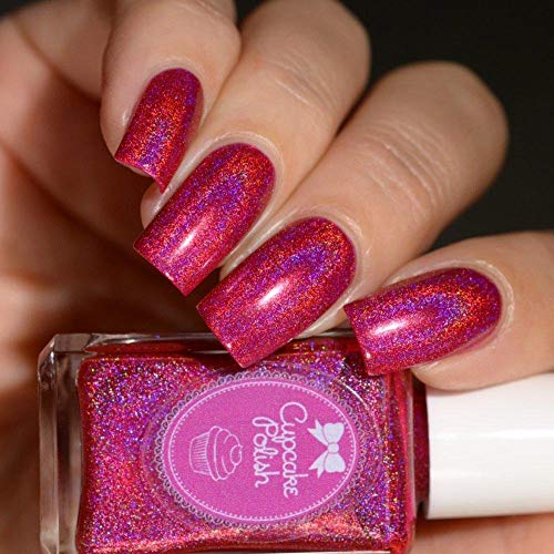 Crazy Mod Love - dark pink red holographic nail polish by Cupcake Polish
