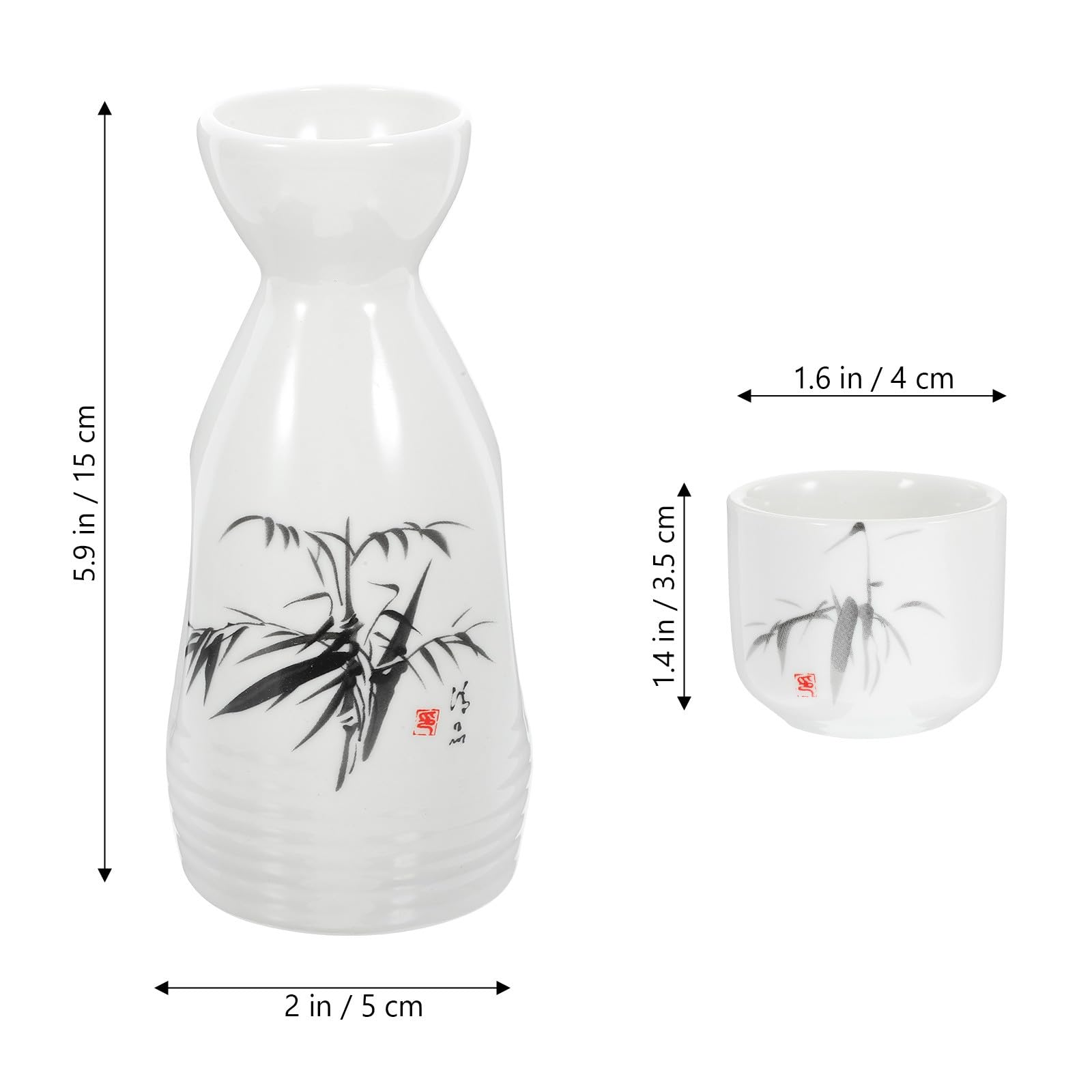 Japanisches Keramik Sake Satz mit 7 Teilen Weihnachten Mottoparty Weiß
