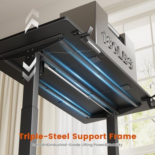 Image of REAHOME Electric Standing Desk with Drawers, 47 x 24 Inches Height Adjustable Sit Stand Desk with Storage, 3 Memory Preset Home Office Computer Desk, Printer Cabinet, 2 Hooks, Cable Management, Black