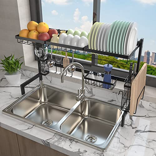 E&F Building Dish Drying Rack Over The Sink 33X11X21 in, Stainless Steel Dish Rack Over Sink Shelf, Kitchen Drying Rack Plate Organizer Dish Drainer Utensil Racks. 2 514HuZmat1L