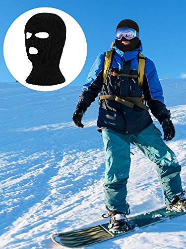 Blulu 3 Pieces Knit Full Face Cover Winter Balaclava Face Covering Thermal Ski Cover For Adult（Black） #TOP5