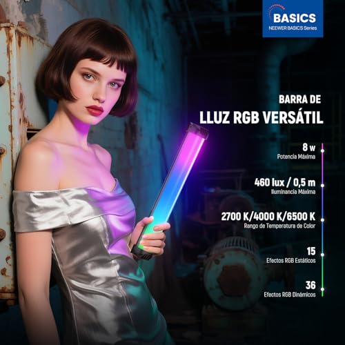Barra luz RGB magnética para iluminar vídeos streaming NEEWER 2