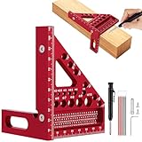 Flintronic 3D Multiángulo Escuadra Carpintero, 22.5-90°Transportador De Angulos Aleación De Aluminio, 110mm Herramientas de Carpintería Precisas, Regla Triangular de Inglete para Carpintero Ingeniero