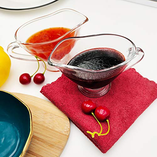TripDock Set of 2 Gravy Boats-7oz Glass Sauce Jugs, 215ML - Thumbnail 4