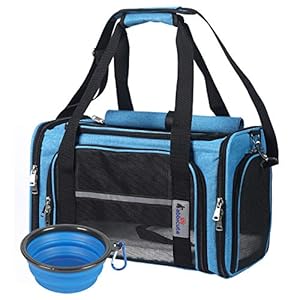 Pet Dog Cat Carrier Bag for Medium Small Dog Cat with Washable Cozy Bed Locking Safety Zipper Shoulder Strap Airline Approved Pet Carrier Portable Collapsible Puppy Carrier Escape Proof